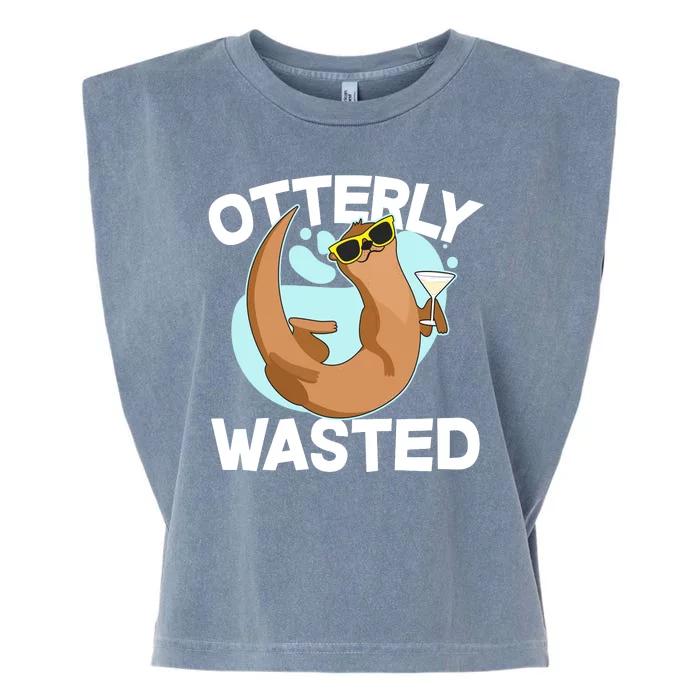 Funny Otterly Wasted Drunk Otter Garment-Dyed Women's Muscle Tee