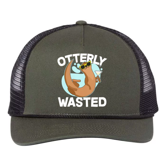 Funny Otterly Wasted Drunk Otter Retro Rope Trucker Hat Cap