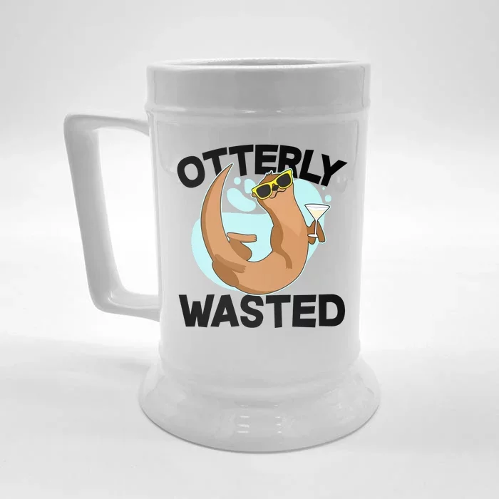 Funny Otterly Wasted Drunk Otter Front & Back Beer Stein