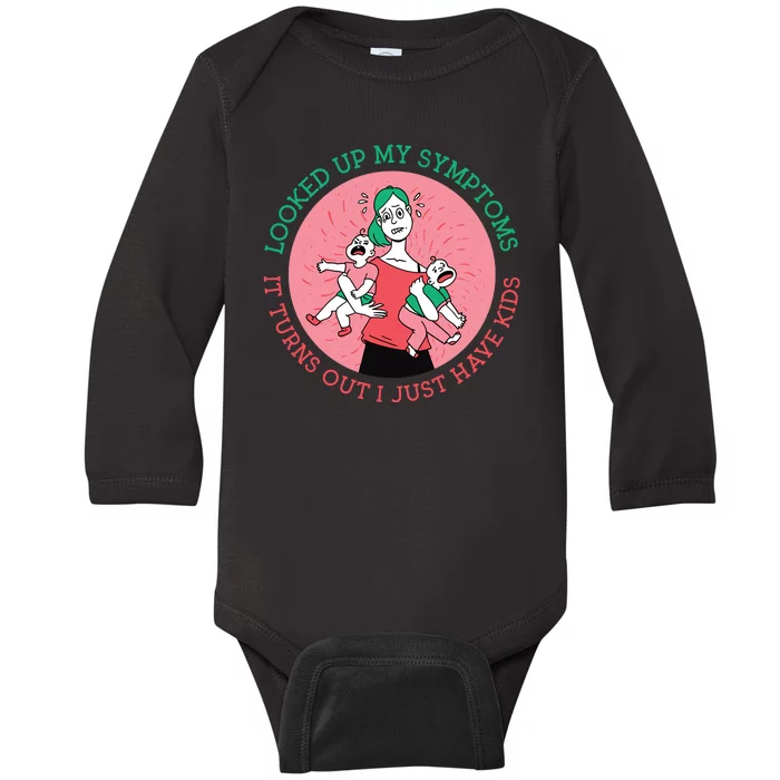 Funny Overwhelmed Mom Baby Long Sleeve Bodysuit