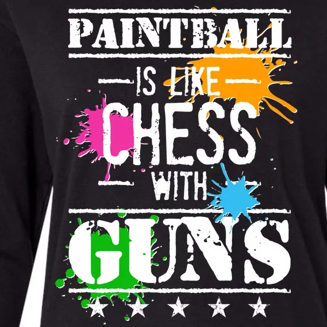 Funny Paintball Is Like Chess With Guns Womens Cotton Relaxed Long Sleeve T-Shirt