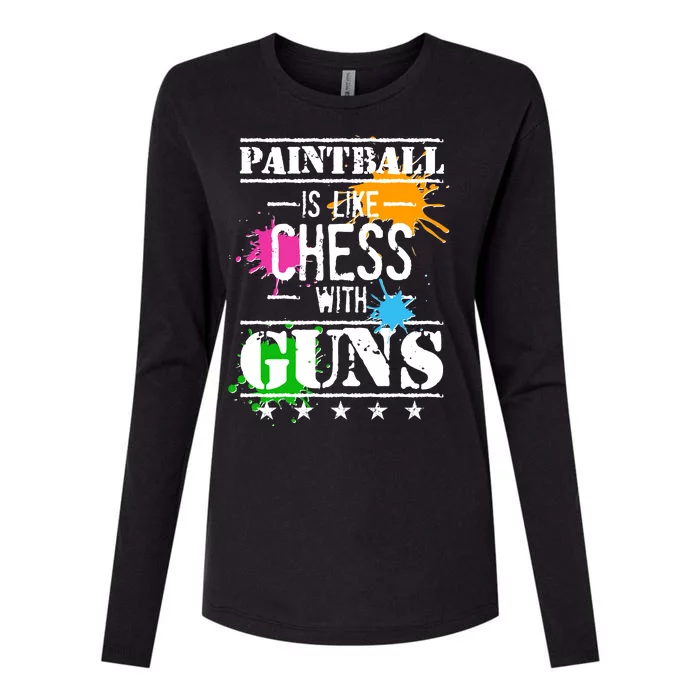 Funny Paintball Is Like Chess With Guns Womens Cotton Relaxed Long Sleeve T-Shirt