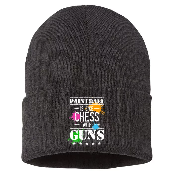 Funny Paintball Is Like Chess With Guns Sustainable Knit Beanie