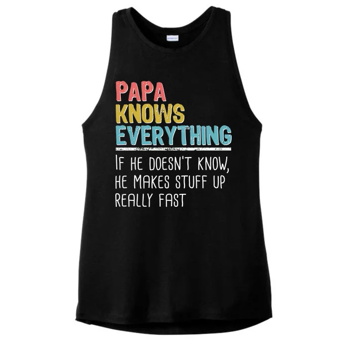 Funny Papa Knows Everything Ladies Tri-Blend Wicking Tank