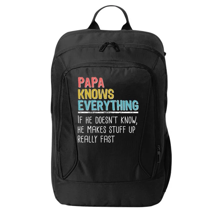 Funny Papa Knows Everything City Backpack