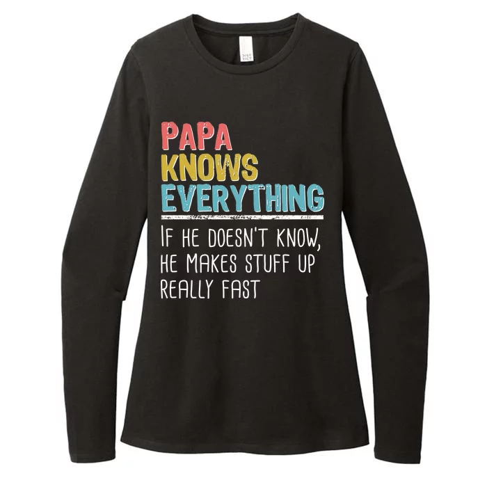 Funny Papa Knows Everything Womens CVC Long Sleeve Shirt