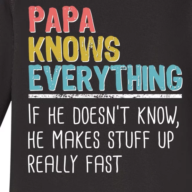 Funny Papa Knows Everything Baby Long Sleeve Bodysuit