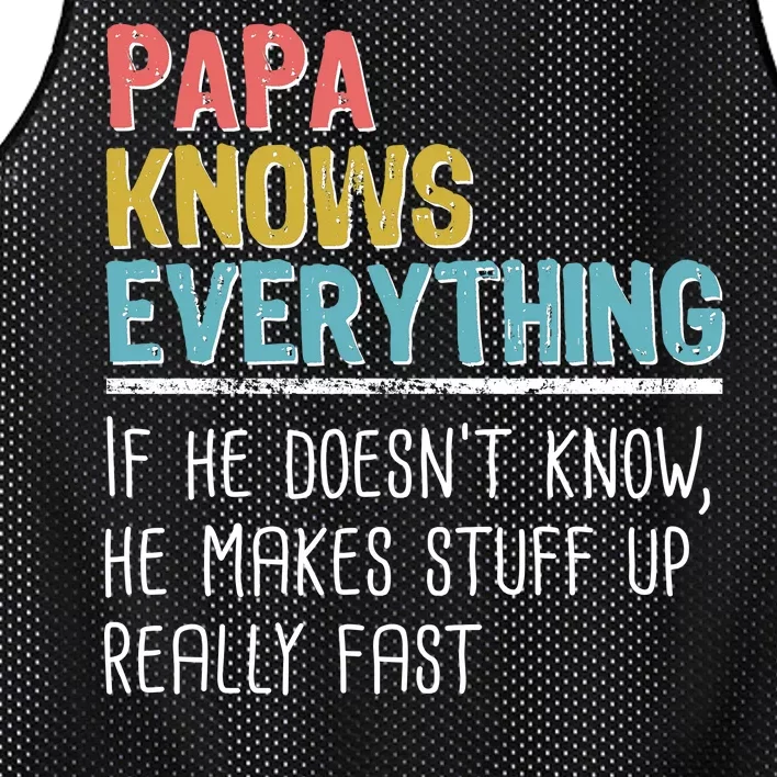 Funny Papa Knows Everything Mesh Reversible Basketball Jersey Tank