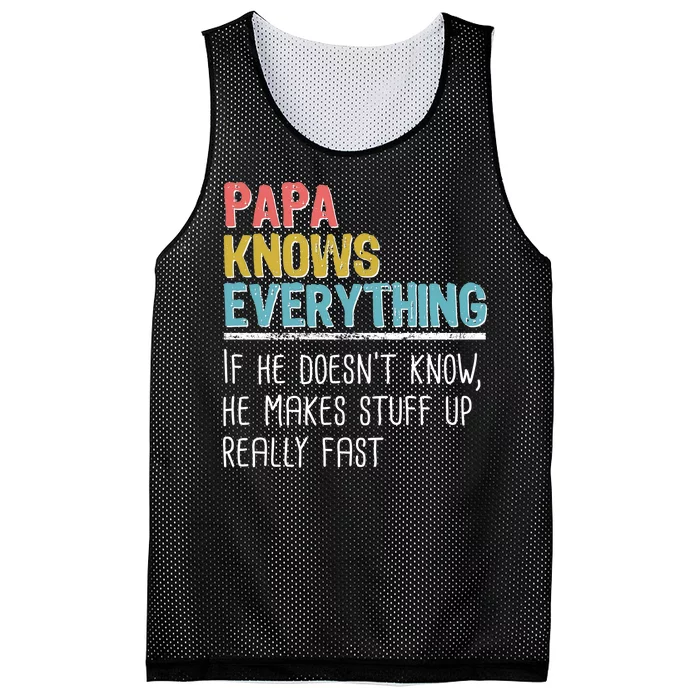 Funny Papa Knows Everything Mesh Reversible Basketball Jersey Tank