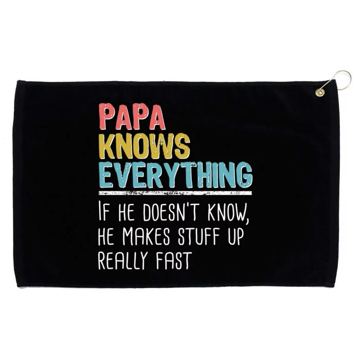 Funny Papa Knows Everything Grommeted Golf Towel