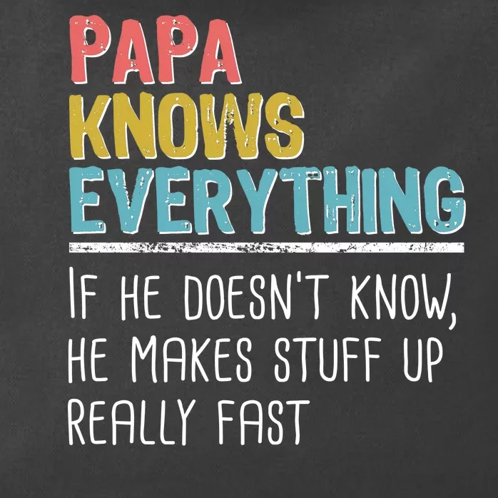 Funny Papa Knows Everything Zip Tote Bag