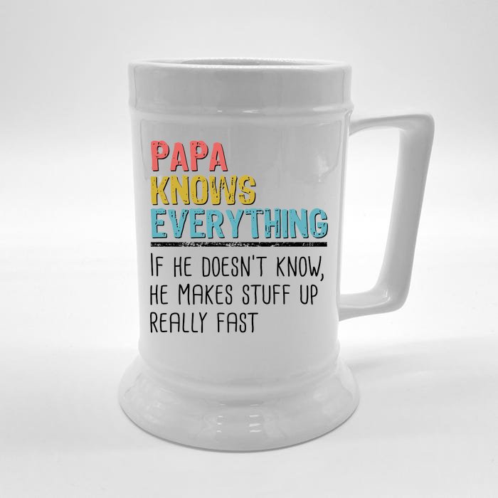 Funny Papa Knows Everything Front & Back Beer Stein