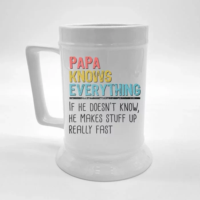 Funny Papa Knows Everything Front & Back Beer Stein