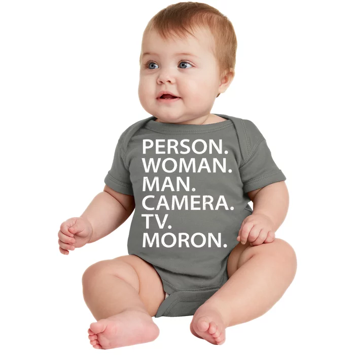 Funny Person Woman Man Camera TV Moron Baby Bodysuit