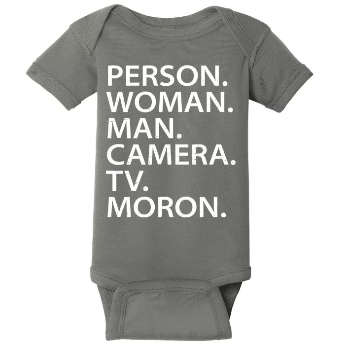 Funny Person Woman Man Camera TV Moron Baby Bodysuit