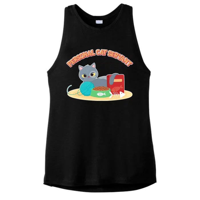 Funny Personal Cat Servant Ladies Tri-Blend Wicking Tank