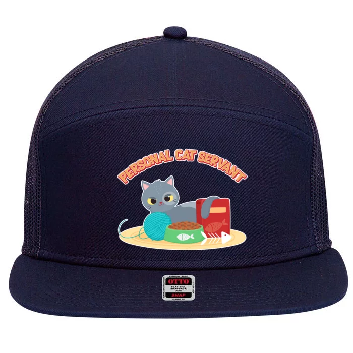 Funny Personal Cat Servant 7 Panel Mesh Trucker Snapback Hat