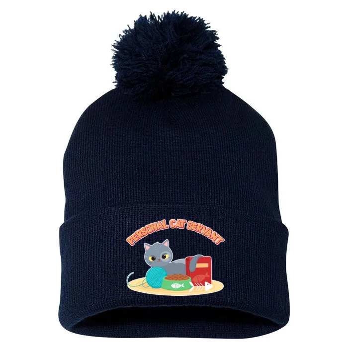 Funny Personal Cat Servant Pom Pom 12in Knit Beanie