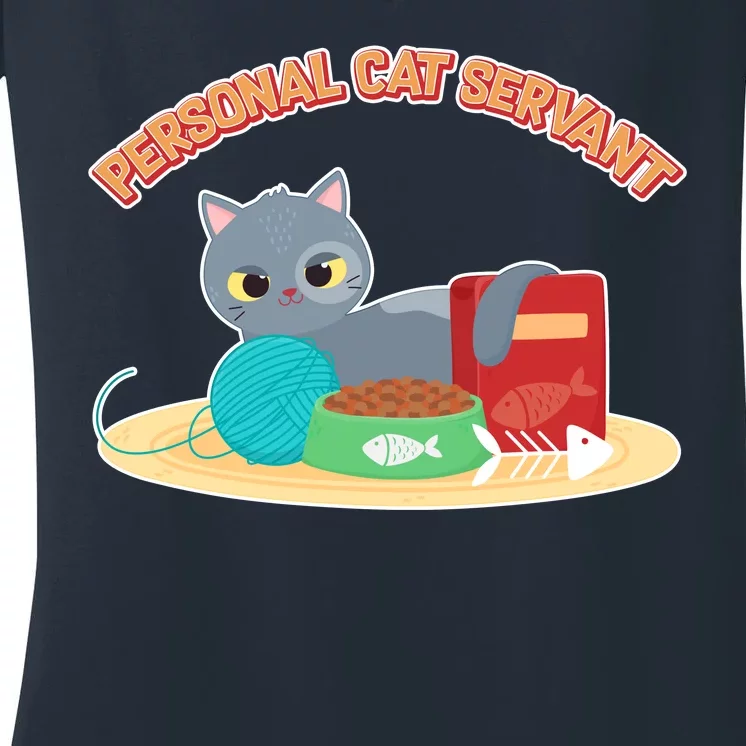 Funny Personal Cat Servant Women's V-Neck T-Shirt