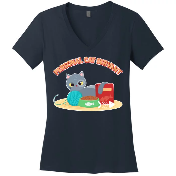 Funny Personal Cat Servant Women's V-Neck T-Shirt