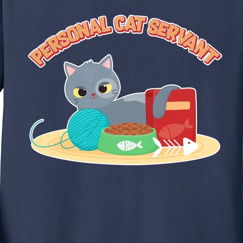 Funny Personal Cat Servant Kids Long Sleeve Shirt