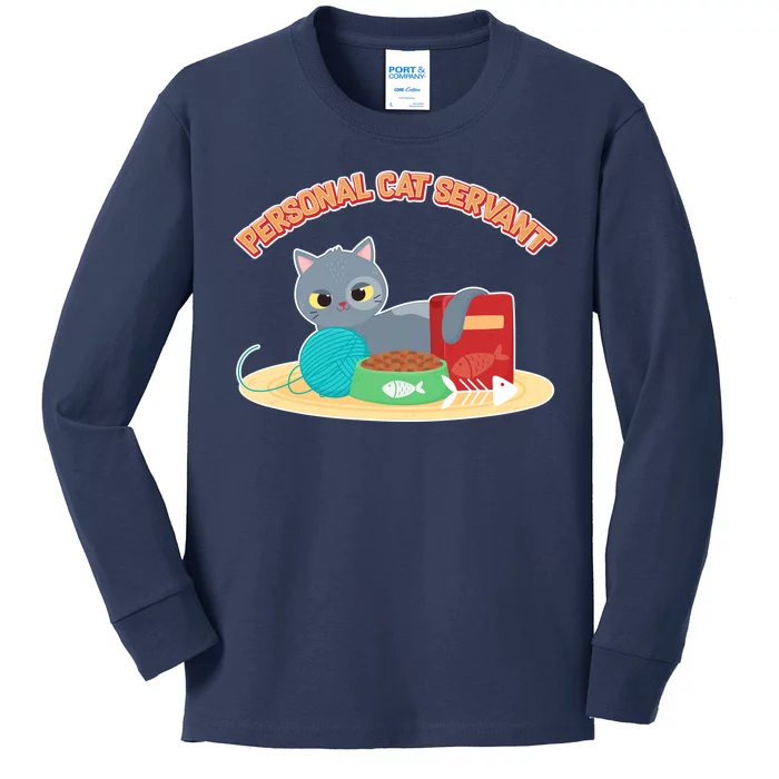 Funny Personal Cat Servant Kids Long Sleeve Shirt