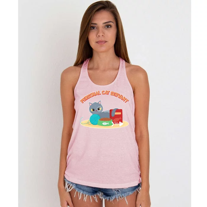 Funny Personal Cat Servant Women's Knotted Racerback Tank