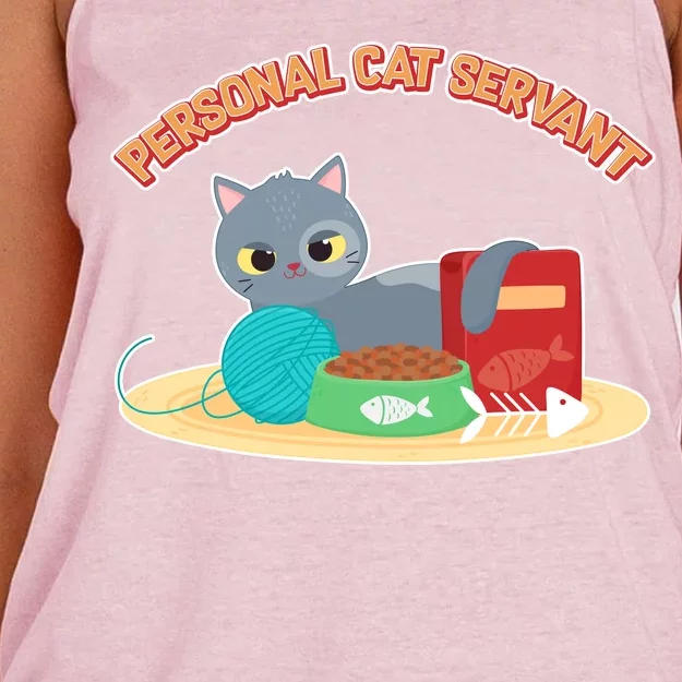 Funny Personal Cat Servant Women's Knotted Racerback Tank