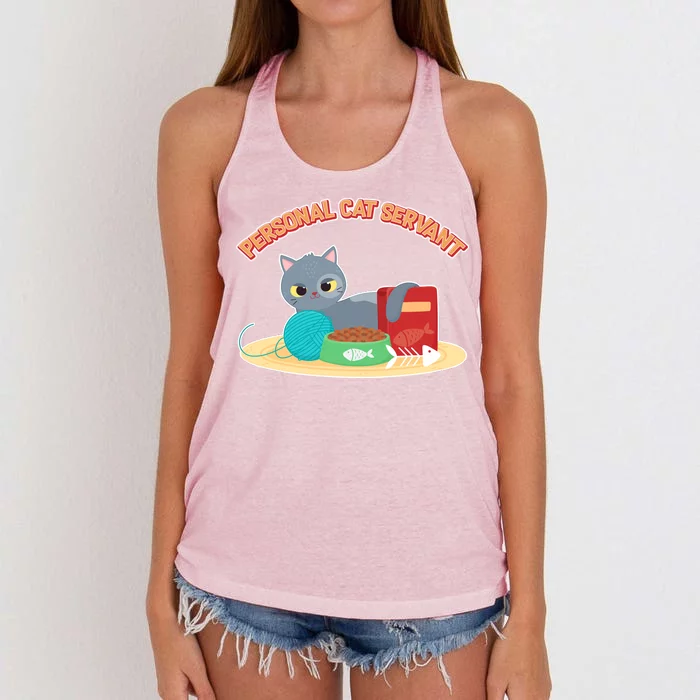 Funny Personal Cat Servant Women's Knotted Racerback Tank