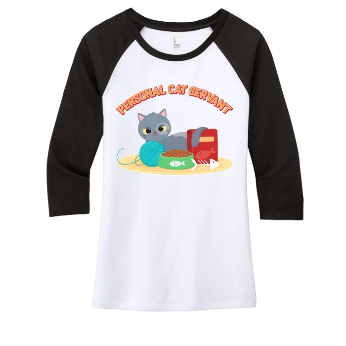 Funny Personal Cat Servant Women's Tri-Blend 3/4-Sleeve Raglan Shirt