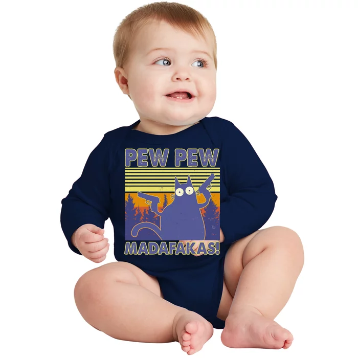 Funny Pew Pew Madafakas Baby Long Sleeve Bodysuit