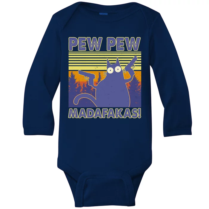 Funny Pew Pew Madafakas Baby Long Sleeve Bodysuit