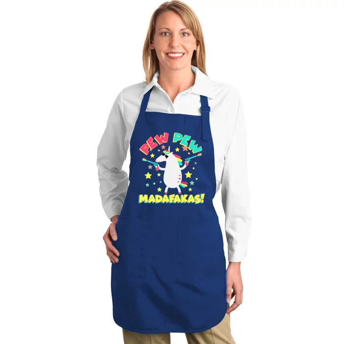 Funny Pew Pew Madafakas Unicorn Full-Length Apron With Pocket