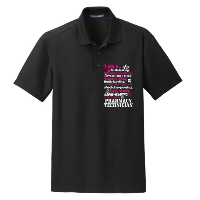 Funny Pharmacy Technician Dry Zone Grid Performance Polo