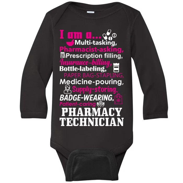 Funny Pharmacy Technician Baby Long Sleeve Bodysuit