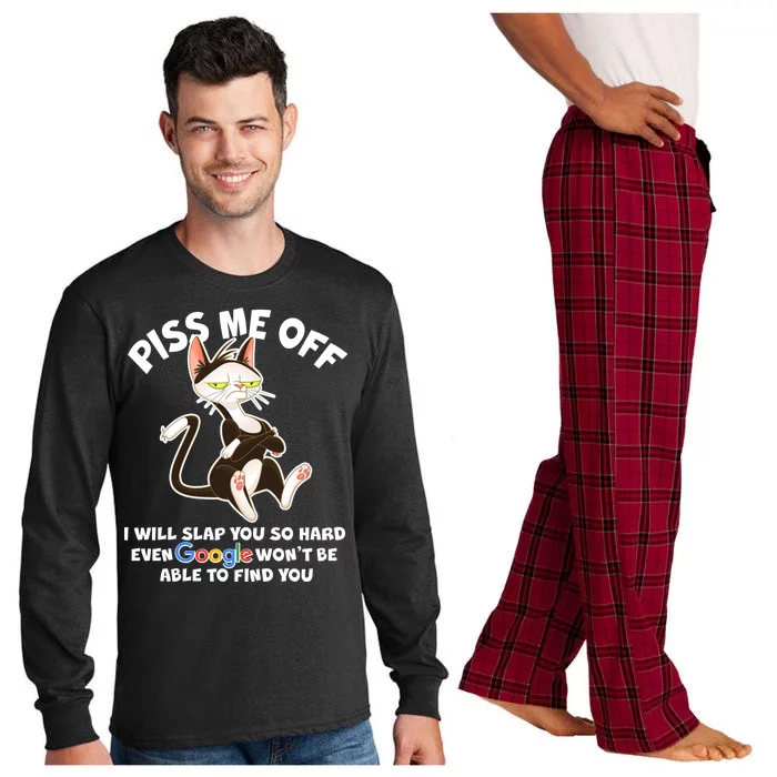 Funny Piss Me Off Cat Meme Long Sleeve Pajama Set