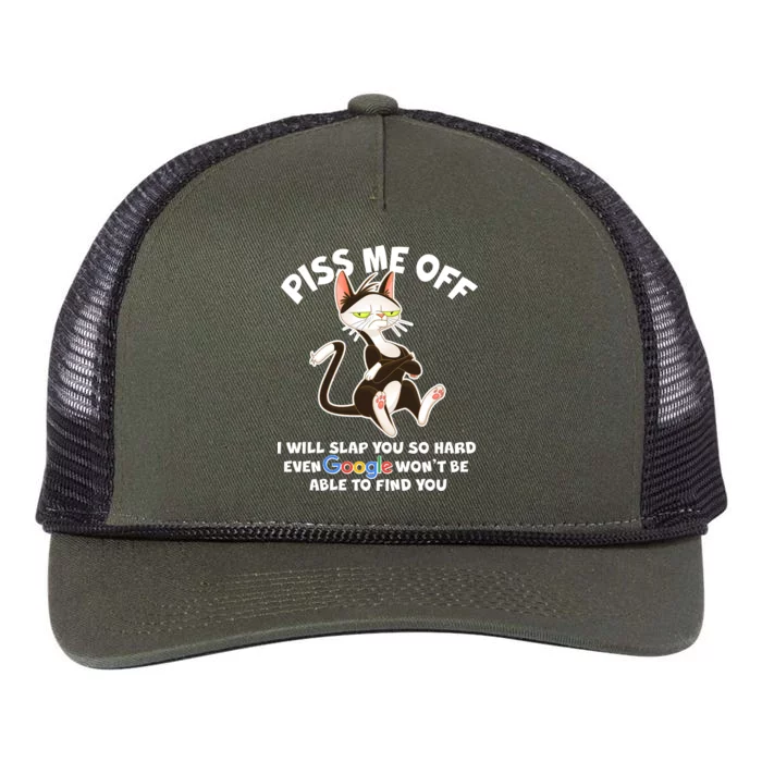 Funny Piss Me Off Cat Meme Retro Rope Trucker Hat Cap