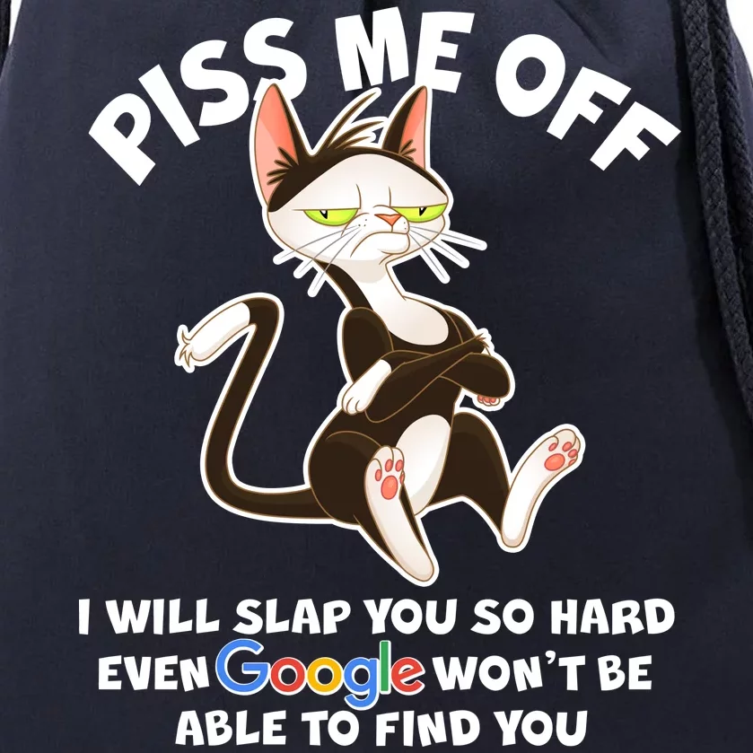 Funny Piss Me Off Cat Meme Drawstring Bag