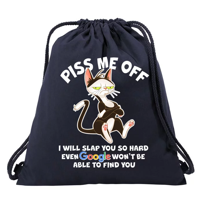 Funny Piss Me Off Cat Meme Drawstring Bag