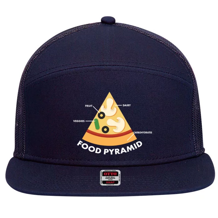 Funny Pizza Food Pyramid 7 Panel Mesh Trucker Snapback Hat