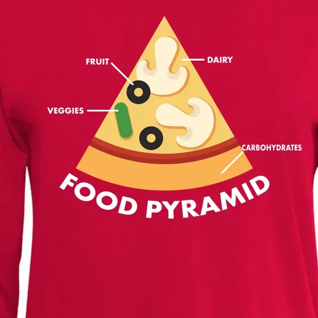 Funny Pizza Food Pyramid Womens Cotton Relaxed Long Sleeve T-Shirt