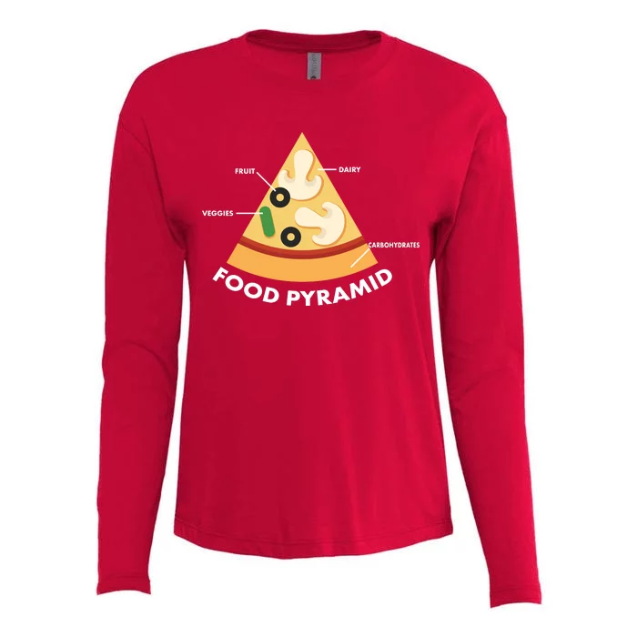 Funny Pizza Food Pyramid Womens Cotton Relaxed Long Sleeve T-Shirt