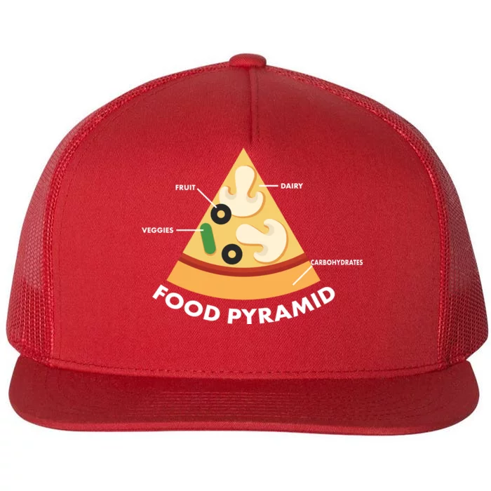 Funny Pizza Food Pyramid Flat Bill Trucker Hat