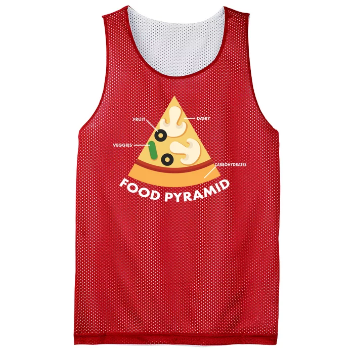 Funny Pizza Food Pyramid Mesh Reversible Basketball Jersey Tank