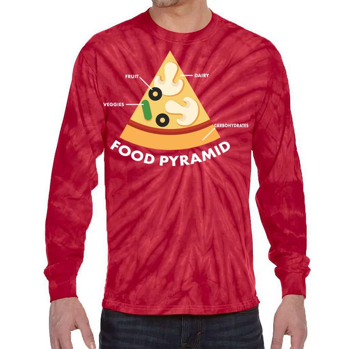 Funny Pizza Food Pyramid Tie-Dye Long Sleeve Shirt