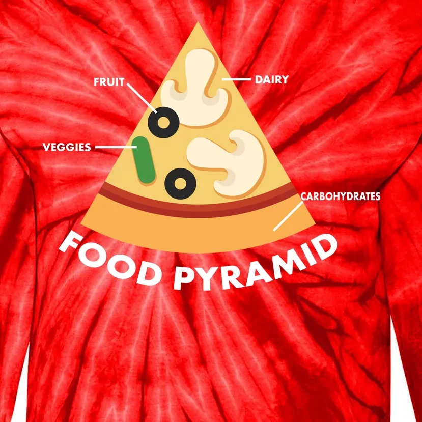 Funny Pizza Food Pyramid Tie-Dye Long Sleeve Shirt