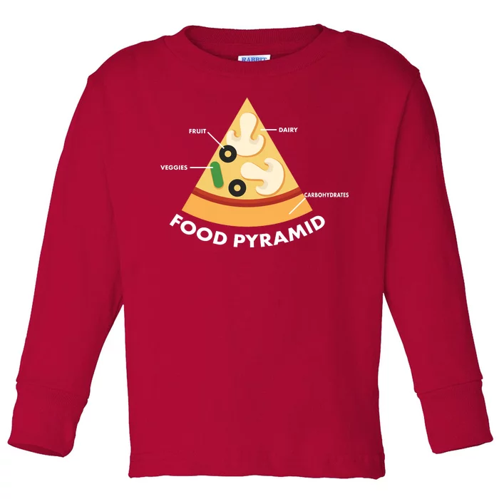 Funny Pizza Food Pyramid Toddler Long Sleeve Shirt