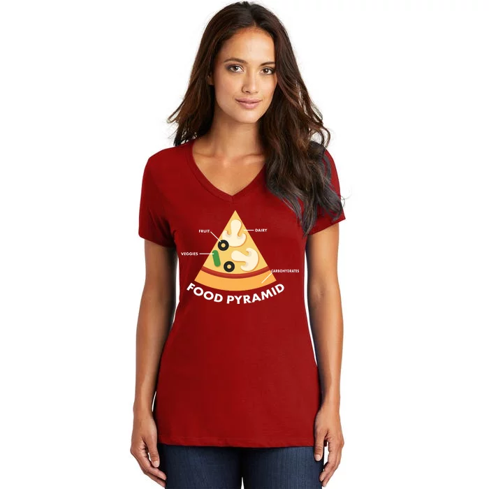 Funny Pizza Food Pyramid Women's V-Neck T-Shirt