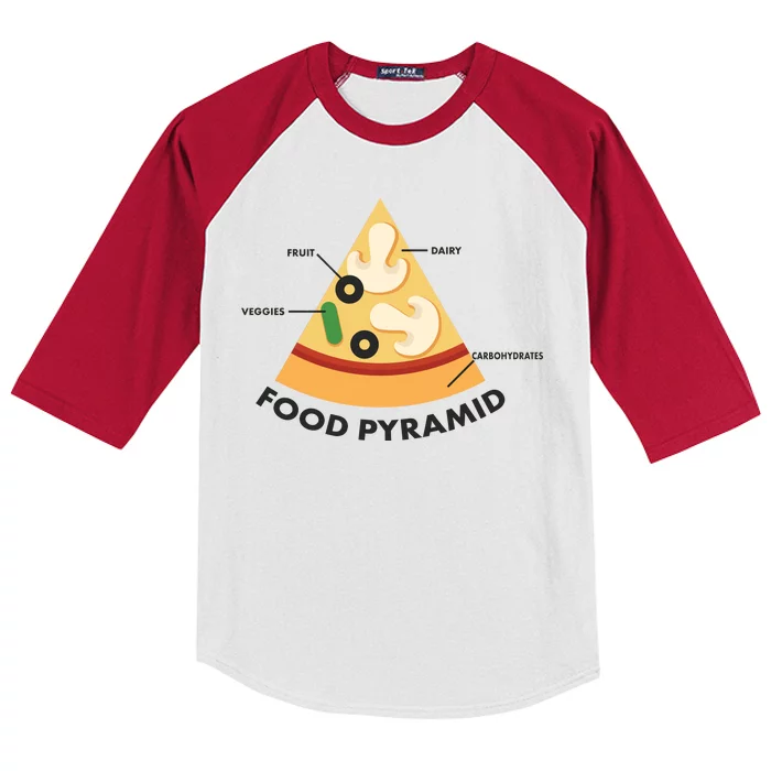 Funny Pizza Food Pyramid Kids Colorblock Raglan Jersey