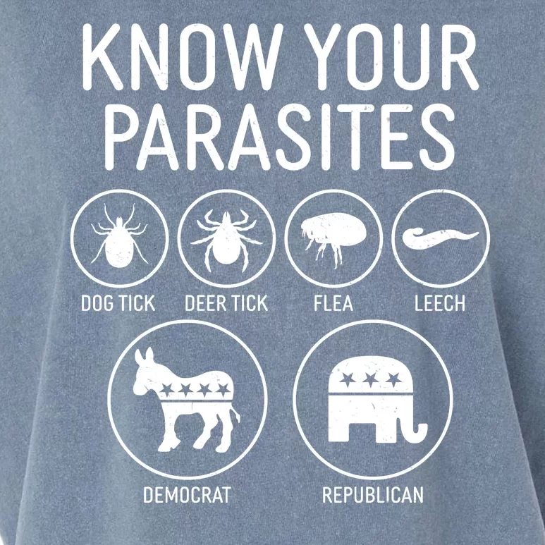 Funny Political Meme Know Your Parasites Garment-Dyed Women's Muscle Tee